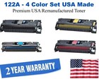 122A Series 4-Color Set Premium USA Made Remanufactured HP toner Q3960A, Q3961A, Q3962A, Q3963A
