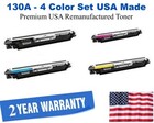 130A Series 4-Color Set Premium USA Made Remanufactured HP toner CF350A,CF351A,CF352A,CF353A