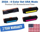 202A Series 4 Color Set USA Made Remanufactured HP toner CF500A, CF501A, CF502A, CF503A