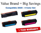 202X Series High Yield 4-Color Set Compatible Value Brand HP toner CF500X, CF501X, CF502X, CF503X