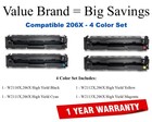 206X 4-Color Set Compatible Value Brand toner W2110X,W2111X,W2112X,W2113X,206X 206X