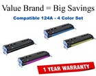 124A 4-Color Set Compatible Value Brand toner Q6000A,Q6001A,Q6002A,Q6003A