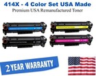 414X Series High Yield 4 Color Set USA Made Remanufactured HP toner W2020X,414X,W2021X,W2022X,W2023X