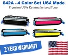 642A Series 4-Color Set Premium USA Made Remanufactured HP toner CB400A,CB401A,CB402A,CB403A