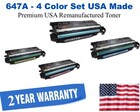 647A,648A Series 4-Color Set Premium USA Made Remanufactured HP toner CE260A,CE261A,CE262A,CE263A
