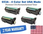 653X, 653A Series 4-Color Set Premium USA Made Remanufactured HP toner CF320X,CF321A,CF322A,CF323A
