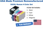 4-Pack 920XL Premium USA Made Remanufactured Ink CD972AN,CD973AN,CD974AN,CD975AN