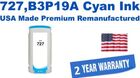 727,B3P19A Cyan Premium USA Made Remanufactured ink