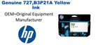 727,B3P21A Genuine HP Yellow Ink