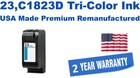 23,C1823D Tri-Color Premium USA Made Remanufactured ink