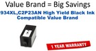 934XL,C2P23AN High Yield Black Compatible Value Brand ink