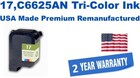 17,C6625AN Tri-Color Premium USA Made Remanufactured ink
