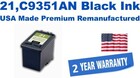 21,C9351AN Black Premium USA Made Remanufactured ink