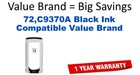 72,C9370A Black Compatible Value Brand ink