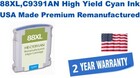 88XL,C9391AN High Yield Cyan Premium USA Made Remanufactured ink