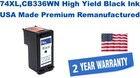 74XL,CB336WN High Yield Black Premium USA Made Remanufactured ink