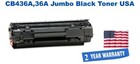 CB436A,36A Jumbo Premium USA Made Remanufactured HP Toner 50% Higher Yield