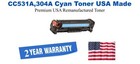 CC531A,304A Cyan Premium USA Remanufactured Brand Toner