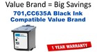 701,CC635A Black Compatible Value Brand ink