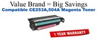 CE253A,504A Magenta Compatible Value Brand toner