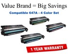 647A 4-Color Set Compatible Value Brand toner CE260A,CE261A,CE262A,CE263A