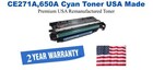 CE271A,650A Cyan Premium USA Remanufactured Brand Toner