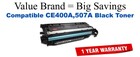 CE400A,507A Black Compatible Value Brand toner
