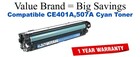 CE401A,507A Cyan Compatible Value Brand toner