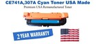 CE741A,307A Cyan Premium USA Remanufactured Brand Toner