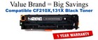 CF210X,131X High Yield Black Compatible Value Brand toner