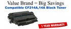 CF214A,14A Black Compatible Value Brand toner