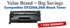 CF226A,26A Black Compatible Value Brand toner