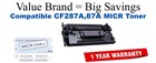 CF287A,87A MICR Compatible Value Brand toner