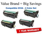 653X, 653A 4-Color Set Compatible Value Brand toner CF320X,CF321A,CF322A,CF323A