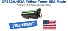 CF322A,653A Yellow Premium USA Remanufactured Brand Toner