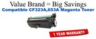 CF323A,653A Magenta Compatible Value Brand toner