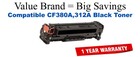 CF380A,312A Black Compatible Value Brand toner