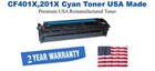 CF401X,201X High Yield Cyan Premium USA Remanufactured Brand Toner