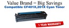 CF401X,201X High Yield Cyan Compatible Value Brand toner