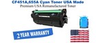 CF451A,655A Cyan Premium USA Remanufactured Brand Toner