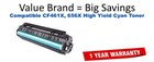 CF461X, 656X High Yield Cyan Compatible Value Brand Toner