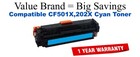 CF501X,202X High Yield Cyan Compatible Value Brand toner