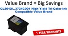 CL261XL,3724C001 High Yield Tri-Color Compatible Value Brand ink