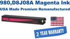 980,D8J08A Magenta Premium USA Made Remanufactured ink