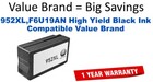 952XL,F6U19AN High Yield Black Compatible Value Brand ink