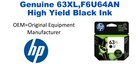 63XL,F6U64AN Genuine High Yield Black HP Ink