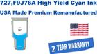 727,F9J76A High Yield Cyan Premium USA Made Remanufactured ink