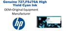727,F9J76A Genuine HP High Yield Cyan Ink
