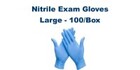 Nitrile Exam Gloves, size LG Powder Free (100/bx)