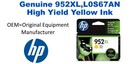 952XL,L0S67AN Genuine High Yield Yellow HP Ink